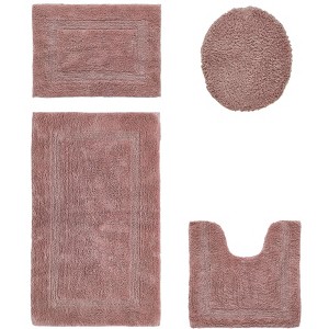 Lux Premium 100% Cotton Tufted Solid Reversible 4 Piece Bath Rug Set – Ultra-Soft, Water-Absorbent, Durable, Machine Washable Bathroom Rug - 1 of 4