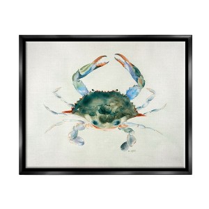 Stupell Industries Blue Sea Crab Over Beige Soft Watercolors - 1 of 4