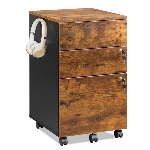 GALAXHERO 3-Drawer Rolling File Cabinet with Lock, Wood Under Desk Filing Cabinet for Home Office, Fits Letter/Legal/A4 Size - 1 of 4