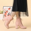 Allegra K Women's Lace Up Quilted Side Zip Soft Lining Chunky Heel Ankle Booties - 2 of 4
