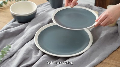 Gray and Cream Ceramic 32-Piece Dinnerware Set, Service for 8