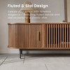 POVISON 118.11"Mid-Century Modern Tambour Door TV Stand, Walnut Color TV Console, Ash Rolling Door Media Console with legs - 4 of 4