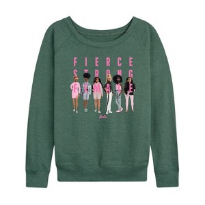 Women's - Barbie - Fierce Strong Female Lightweight French Terry Wide Neck Long Sleeve Shirt - 1 of 4