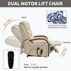 PAGED Power Lift Recliner Chair, Heating Massage Chair with Wood Armrests and Side Pocket, Chenille Accent Chair for Bedroom, Living Room - 3 of 4