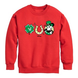 Boys' - Disney - Mickey St Patricks Icons Graphic Long Sleeve Fleece Sweatshirt - 1 of 4
