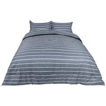 PiccoCasa All Season Lightweight Soft Stripe Comforter Sham Set 3 Pcs