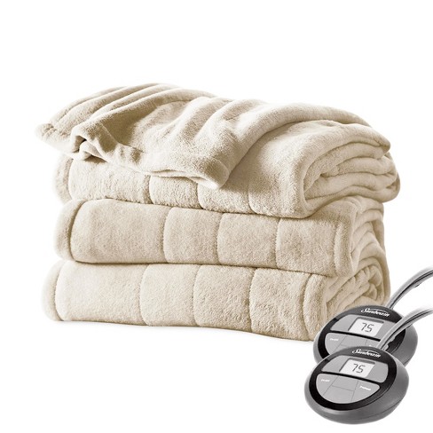 Sunbeam King Size Electric Microplush Heated Blanket In Seashell : Target