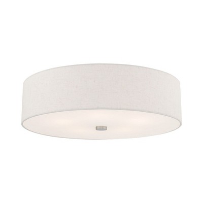Contemporary Indoor/Outdoor 5-Light Brushed Nickel Drum Ceiling Fixture