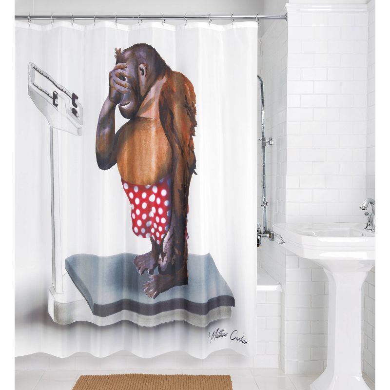 Weight Watcher Monkey Shower Curtain White/Brown - Allure Home Creations, 3 of 6