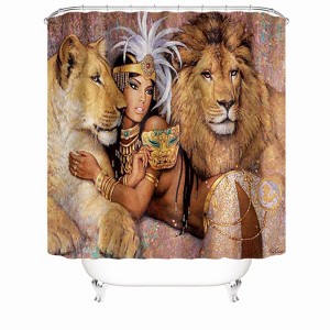 Woman And Lion Shower Curtains for Bathroom Waterproof Fabric Bath Curtain Durable Soft Stylish Bathroom Decor 72x72 Inch - 1 of 1