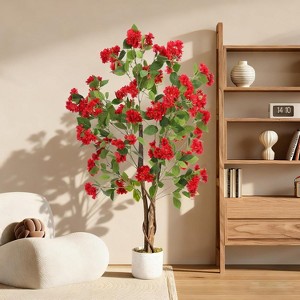 Artificial Osmanthus Tree,Faux Osmanthus Plant in Pot with Lifelike Flowers & Natural Wood Trunk, Fake Floor Flower Trees for Indoor Outdoor Decor - 1 of 4