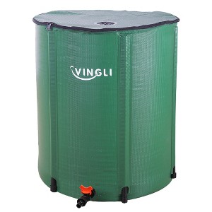 VINGLI Collapsible Rain Barrel, Portable Water Storage Tank, Rainwater Collection System Downspout, Green - 1 of 4