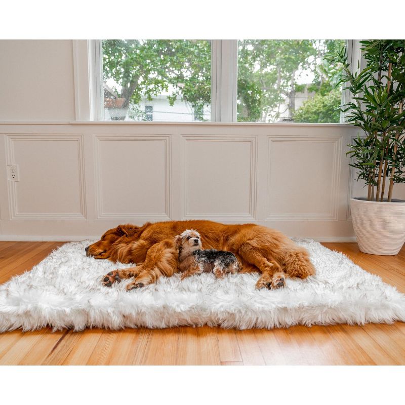 PAW BRANDS PupRug Faux Fur Orthopedic Dog Bed Cover - Rectangle White (Bed Not Included), 2 of 3