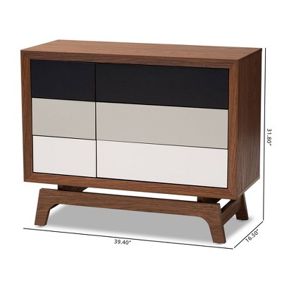 Svante Mid-Century Walnut Finish 6-Drawer Chest with Gray Gradient