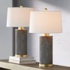 360 Lighting Gilson 24 3/4" High Modern Glam Luxe Table Lamps Set of 2 Gold Textured Gray Finish Ceramic White Shade Living Room Bedroom Bedside - 2 of 4