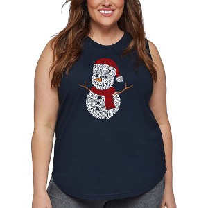 LA Pop Art Christmas Snowman - Women's Word Art Tank Top - 1 of 4