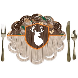 Big Dot of Happiness Gone Hunting - Deer Hunting Camo Baby Shower or Birthday Party Round Table Decorations - Paper Chargers - Place Setting For 12 - 1 of 4