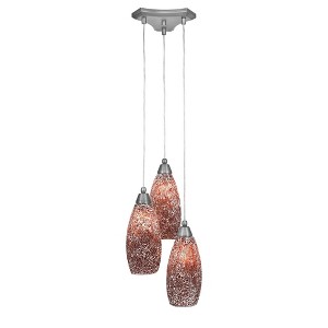 Toltec Lighting Europa 3 - Light Pendant in  Brushed Nickel with 5.5" Red Fusion Shade - 1 of 1