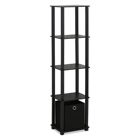 Furinno Turn-N-Tube 5 Tier Corner Display Rack Multipurpose Shelving Unit, Espresso/Black