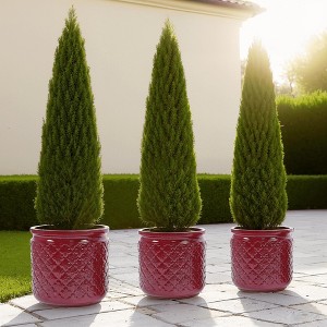 Wooakway 15" Dia Outdoor Indoor Ceramic Planter Pot Decorative Planter with Drainage Hole Patio Flower Pot - 1 of 4