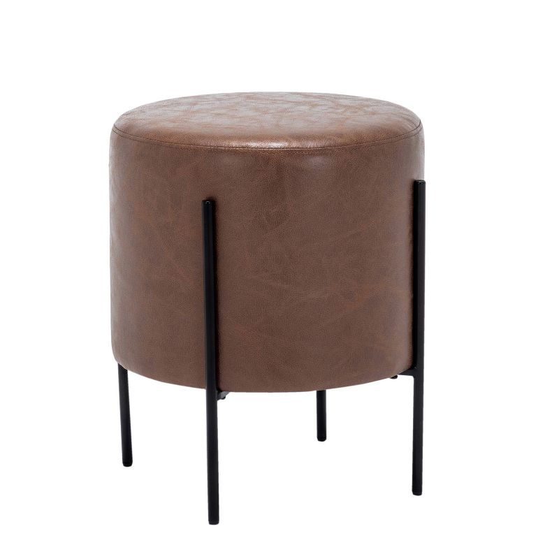 16" Modern Round Ottoman with Metal Base - WOVENBYRD, 6 of 19
