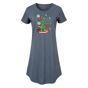 Women's - Dr. Seuss - Christmas Is A Family Thing Graphic T-shirt Dress - 1 of 4