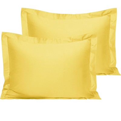 Mellow Yellow Cotton Queen Pillow Shams with Flange