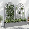PexFix 71 in. x 35.4 in. Arched Outdoor Metal Trellis with Planter Box in Gray - 2 of 4