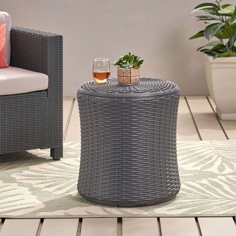 Olivo Patio Faux Wicker Patio Table - Dark Gray - Christopher Knight Home, 3 of 7