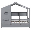 Merax Wooden House Bed with Trundle & Built-In Storage Shelves - 2 of 4