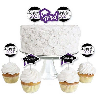 Big Dot of Happiness Purple Grad - Best is Yet to Come - Dessert Cupcake Toppers - Purple 2021 Graduation Party Clear Treat Picks - Set of 24