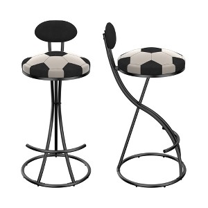 TiramisuBest Set of 2 Round Velvet Bar Stools,Armless Upholstered Counter Chairs for Kitchen Island & Dining Room, Gold & Creamy White - 1 of 4
