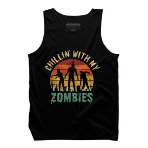 Men's Design By Humans Halloween Chillin With My Zombies Funny By Ering Tank Top - 1 of 4