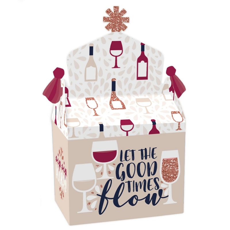 Big Dot of Happiness But First, Wine - Treat Box Party Favors - Wine Tasting Party Goodie Gable Boxes - Set of 12, 1 of 8