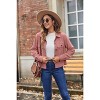 Coolmee Womens Fashion Cropped Jackets Corduroy Shackets Button Down Tops Midweight Long Sleeve Shirts with Pockets - 3 of 4