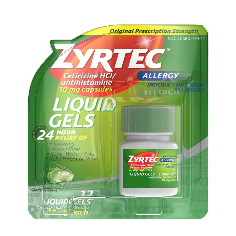 Zyrtec 24 Hour Allergy Relief Capsules - Cetirizine HCl, 1 of 10