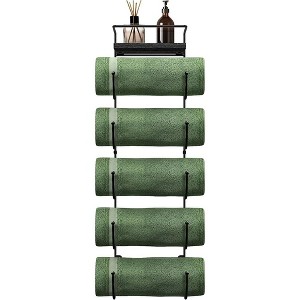 Sorbus Wall Mounted Towel Rack - Hangs Rolled Bath Towels - Metal Hanging Towel Holder - Free up Bathroom Space - 1 of 4