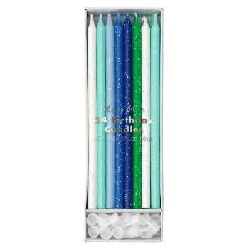 Meri Meri Blue & Green Glitter Candles (Pack of 24)