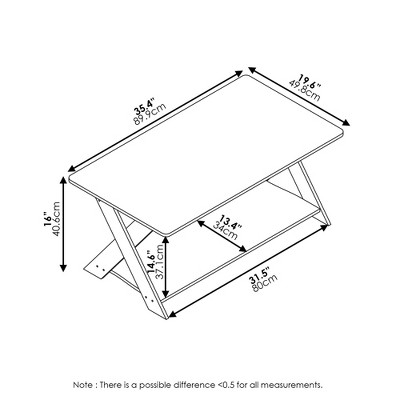Espresso Rectangular Wood Coffee Table with Bottom Shelf