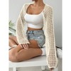 Womens Long Sleeve Crochet Knit Bolero Open Front Cropped Lightweight Cardigan Cover Up Tops - 3 of 4
