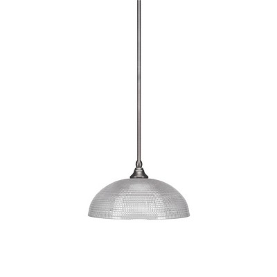 Toltec Lighting Stem 1 - Light Pendant in  Brushed Nickel with 13" Clear Ribbed Shade