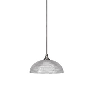 Toltec Lighting Stem 1 - Light Pendant in  Brushed Nickel with 13" Clear Ribbed Shade - 1 of 1