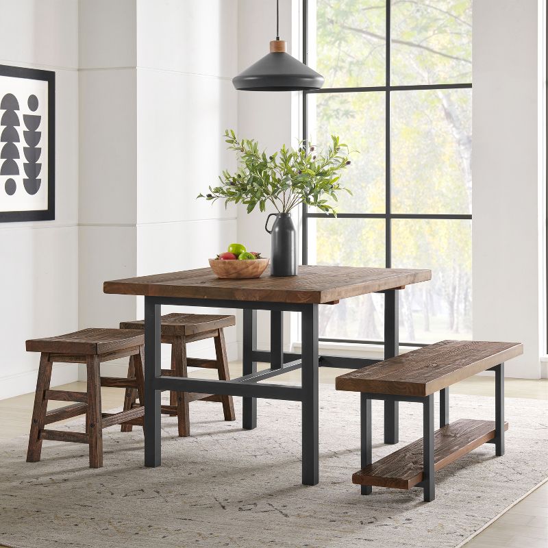 Pomona Metal and Reclaimed Wood Dining Table Brown - Alaterre Furniture, 4 of 11