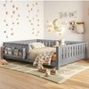 KWPZQEB Twin/Full Size Platform Bed, Montessori Floor Bed w/ Full Length Safety Guardrails & Bookshelf, Low Bed w/ Wood Slats for Girls and Boys - 3 of 4