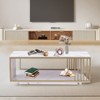 YIYIBYUS Marble Print 2 Tiers Coffee Tables for Living Room, Gold - 2 of 4