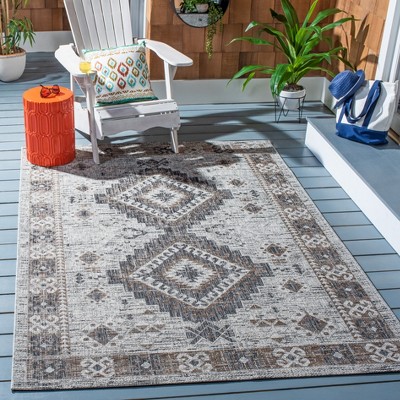 Courtyard Gray Square Easy-Care Synthetic Indoor/Outdoor Area Rug