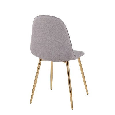 Set of 2 Light Grey Upholstered Side Chairs with Gold Steel Legs