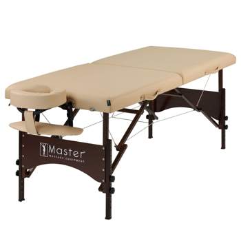 Master Massage 28" Argo Portable Massage Table in Cream with Walnut Legs- Spa Bed for Tabletop Exercise & Massage- Beauty Bed Tattoo Bed- Lash Table