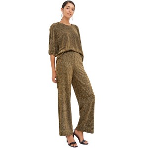 ellos Plus Size Metallic Knit Wide Leg Pant - 1 of 4