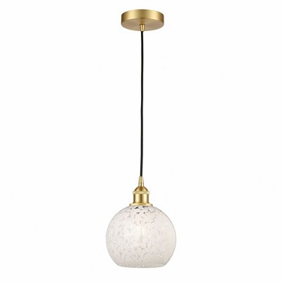 White Mouchette - 1 Light Cord Hung Mini Pendant In Modern Style-10 Inches Tall and 8 Inches Wide